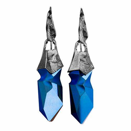 handmade earrings with blue crystals