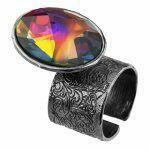 handmade ring with multicolour crystal and flower ornaments