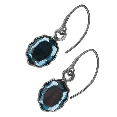handmade minimal earrings with blue crystal