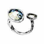 handmade silver ring with asymmetrical crystals