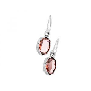 handmade silver earrings with blush rose crystal