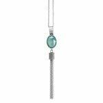 handmade silver necklace with mint green crystal