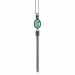 handmade silver necklace with mint green crystal