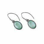 handmade silver earrings with mint green crystal