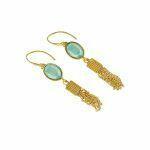 handmade earrings with mint green crystal and chain