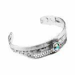 stiff silver openwork bracelet with crystal