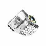 openwork silver ring with crystal