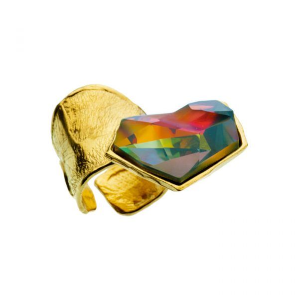 unique ring with big crystal