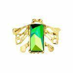 silver brooch with green crystal