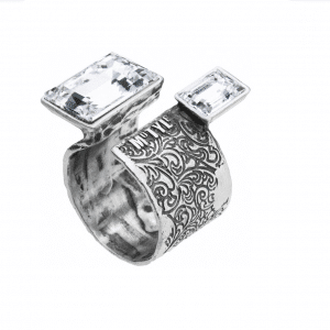 silver handmade art deco ring