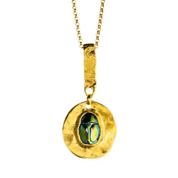 gold necklace with scarab