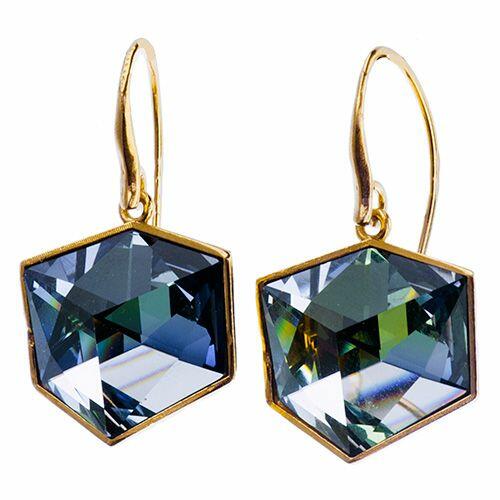 artistic earrings with shimmering crystals