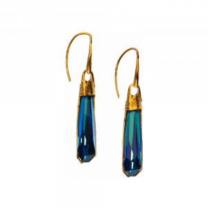 handmade earrings with blue crystals