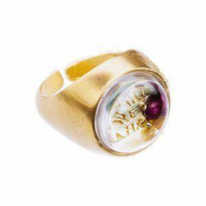 spiritual ring with quartz and ruby