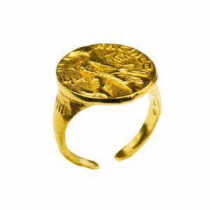 gold plated ring with coin