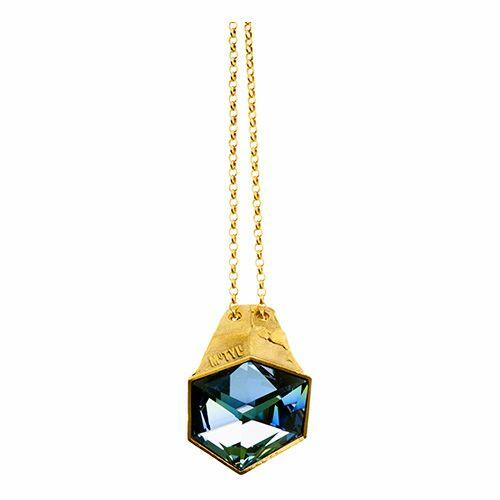 handmade silver necklace with shimmering crystal