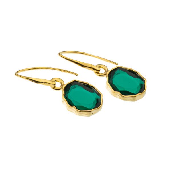 handmade earrings with green emerald crystal