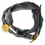 silk bracelet with silver and crystal
