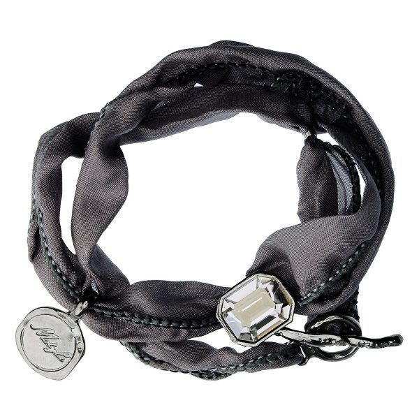 silk bracelet with silver and crystal