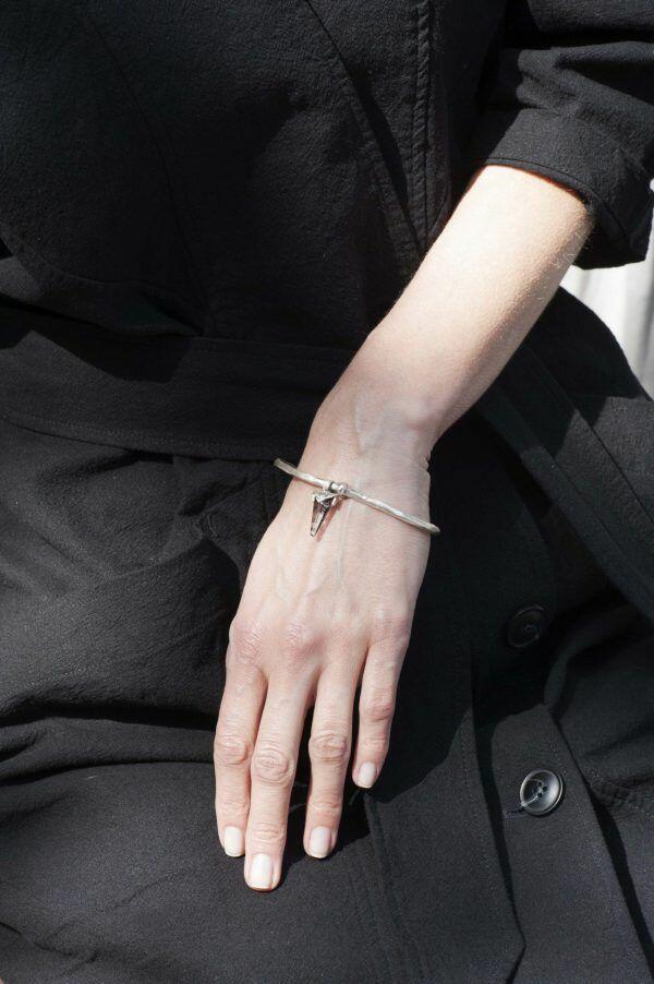 vintage silver bracelet on hand