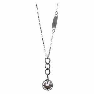 Handmade silver necklace with natural pink pearl