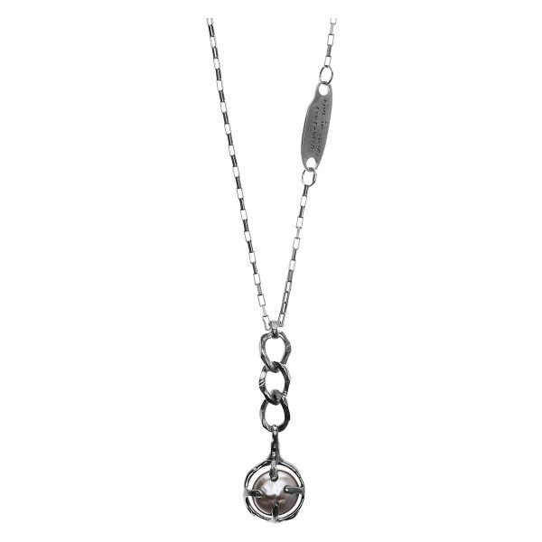 Handmade silver necklace with natural pink pearl