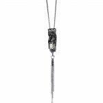 silver handmade necklace with bright crystal