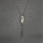 silver unique necklace with bright crystal