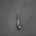 handmade necklace with big blue crystal