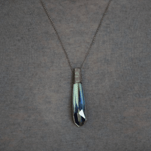 handmade necklace with big blue crystal