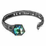 silver bracelet with shimmering crystal