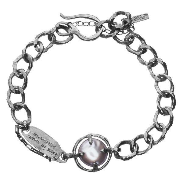 Artisic silver bracelet with natural pink pearl