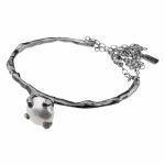 Handmade silver bracelet with pink pearl