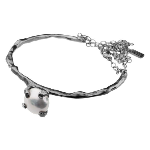 Handmade silver bracelet with pink pearl
