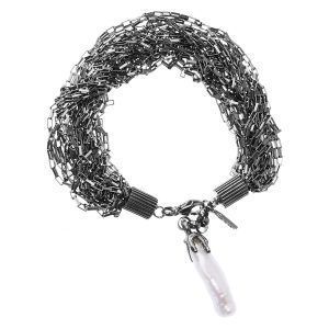 Unique silver bracelet with pearl