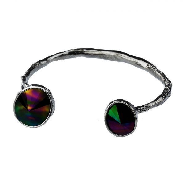 unique handmade bracelet with two crystals