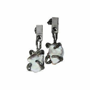 silver handmade earrings with pearls