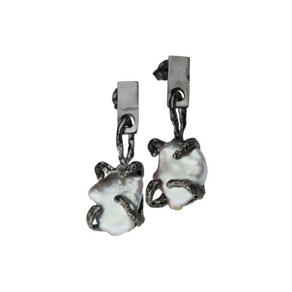 silver handmade earrings with pearls