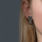 handmade silver earrings with bright crystal