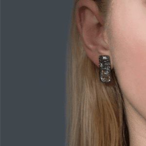 handmade silver earrings with bright crystal