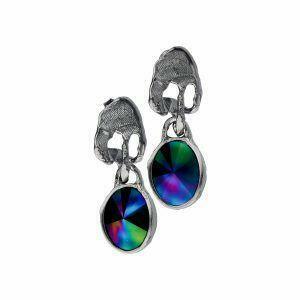 handmade silver earrigns multicolor crystal