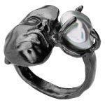 Artistic silver ring with natural pearl