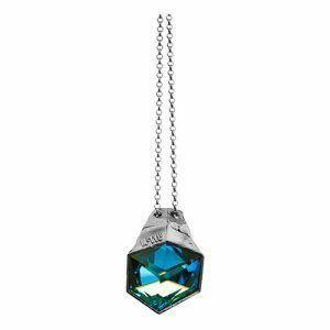 silver necklace with shimmering crystal