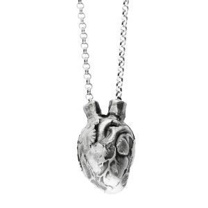 heart shaped silver handmade necklace