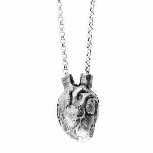heart shaped silver handmade necklace