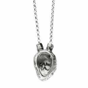 heart shaped silver necklace