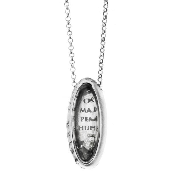 spiritual hadnmade silver necklace with mantra
