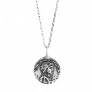 silver necklace with coin