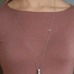 artistic silver necklace inspired with grey crystal