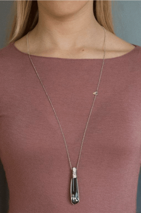 artistic silver necklace inspired with grey crystal